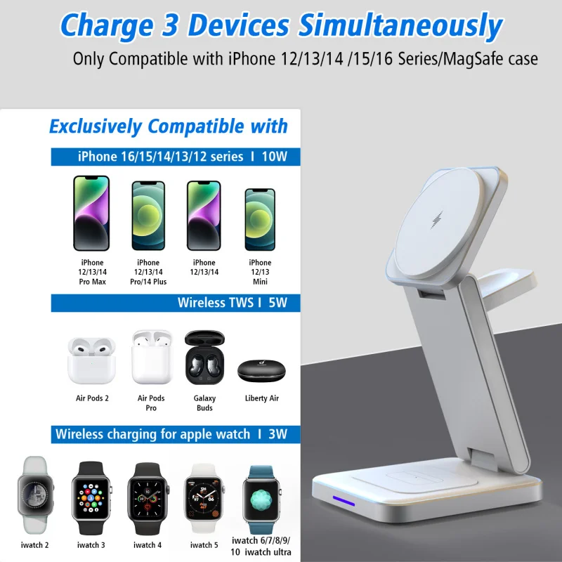 New Desktop Three-in-One Wireless Magnetic Vertical Wireless Fast Charging Special Bracket