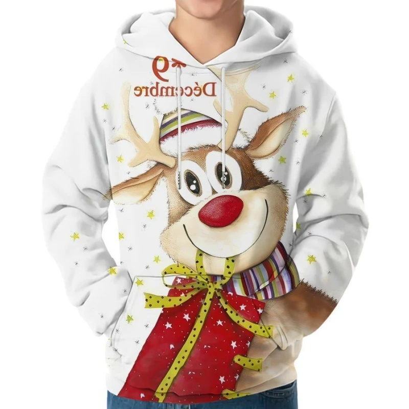 Christmas Clothing For Men&Women 2024 Autumn Winter Hoodie Family Outfit Cute Reindeer Red White Joyful Hot Sale y2k Clothes