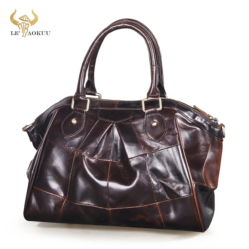 

Real Oil Wax LEATHER Women's Casual Desinger handbag messenger Shoulder bag for Women female Fashion ol elegant Tote bag 804217