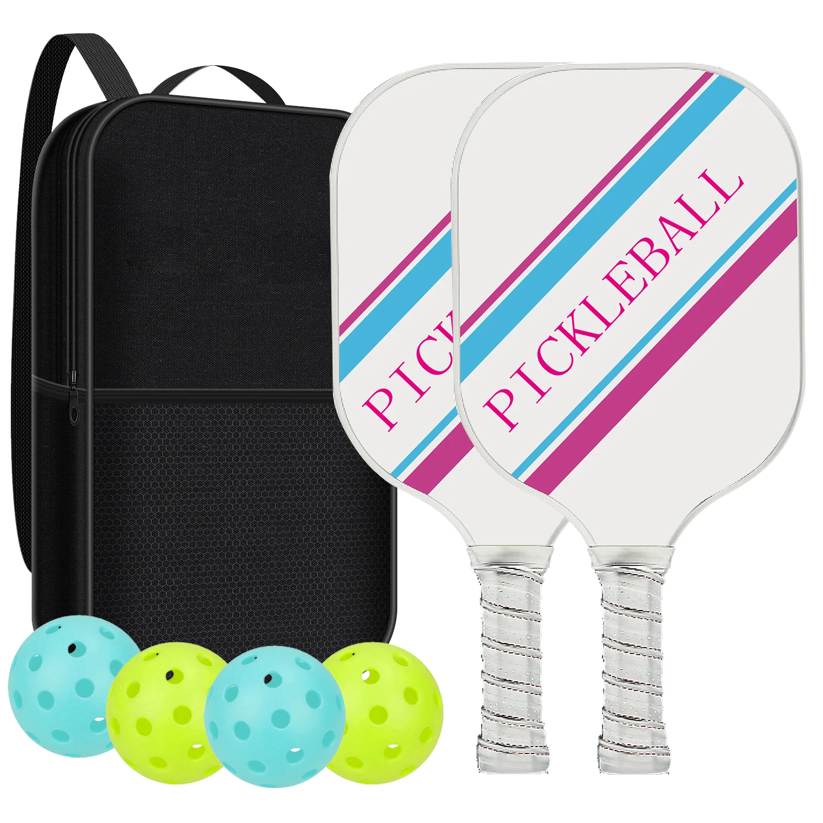 

Pickleball Paddles Set Rackets Honeycomb glass fibre Core 4 Balls Portable Racquet Cover Carrying Bag Gift Kit Indoor Outdoor