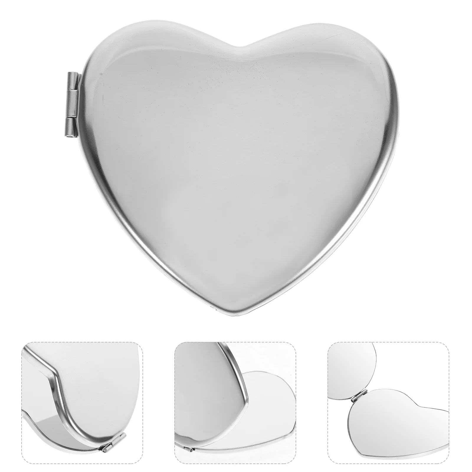Specchio compatto pieghevole a forma di cuore Specchio per trucco trasparente a doppia faccia portatile per le donne Uso quotidiano Essenziale da viaggio