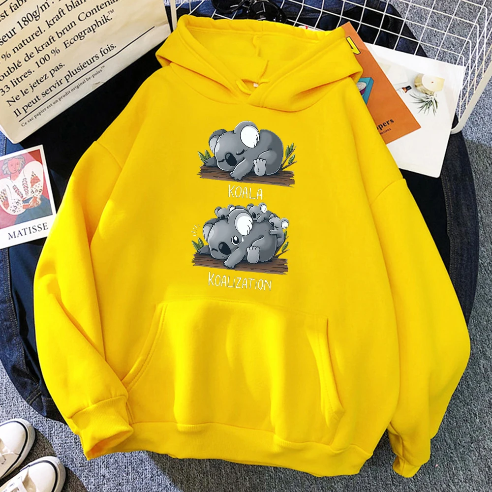 Koala Have Baby Kawaii Prints Women Hoodies Harajuku Street Clothes Oversize Fashion Hoodie Fleece Loose O-Neck Pullover Female