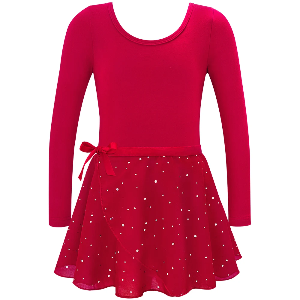 Mädchen Langarm Ballett Trikot Kind Tanz Tutu Kleid Herz Zurück Gymnastik Dancewear mit Gebunden Rock Outfit Set Bühne Kostüm – Detail 29