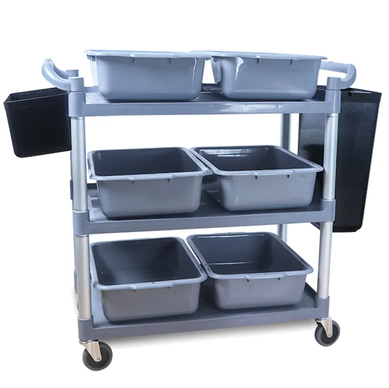 Hotel Kitchen Plastic Serving Cart Trolley Durable Plastic Trolley With Wheels