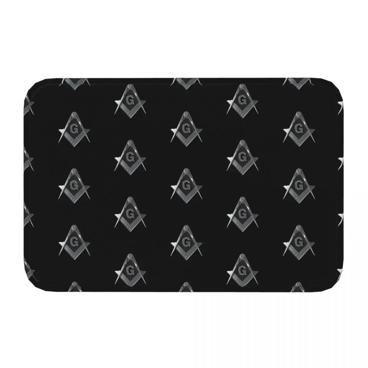 Pattern Silver Black Square & Compass Masonic Bath Non-Slip Carpet Freemason Bedroom Mat Entrance Door Doormat Home Rug