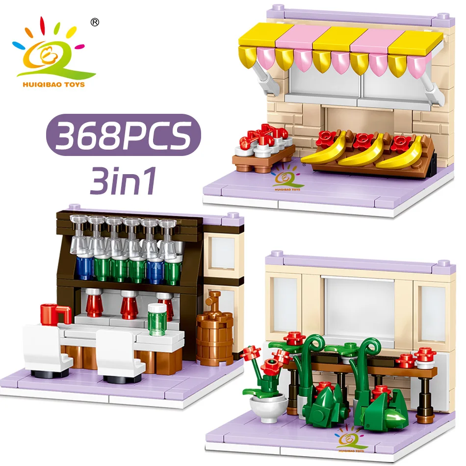 HUIQIBAO Creative Mini Room Girls Bedroom Building Blocks City Friend Play House Set Apartment Model Assemble Bricks Girl Toys