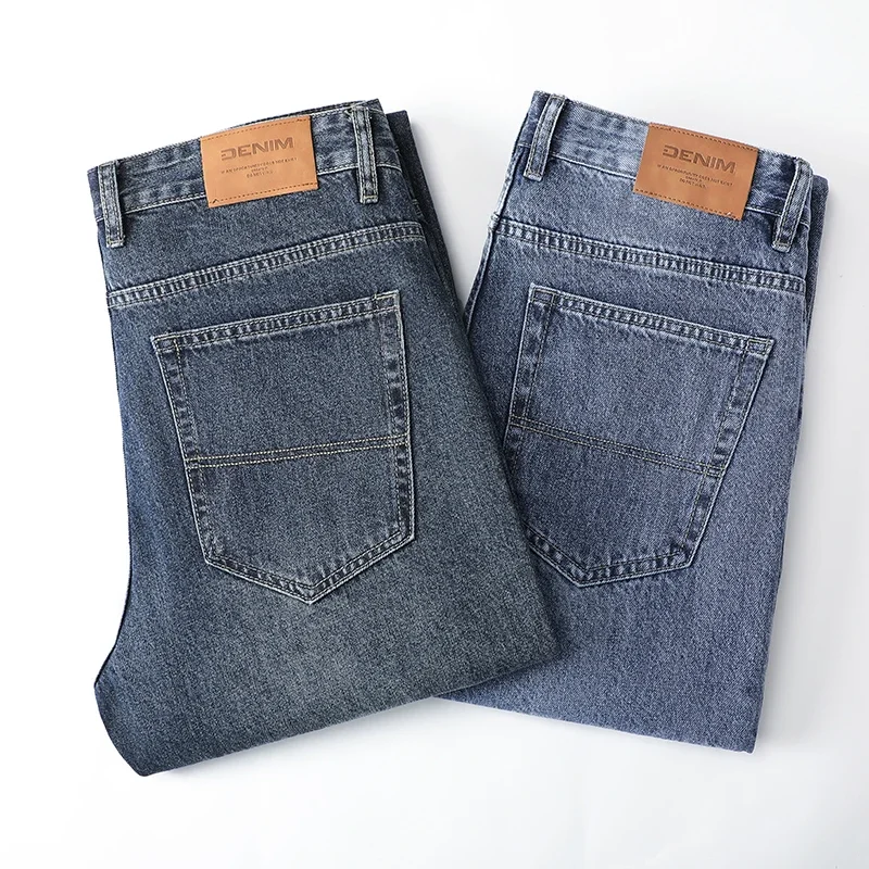 Jean Droit en Denim pour Homme, Vêtement de Marque, Grande Taille, Haute Qualité, en Coton, à la Mode, Automne Hiver 2024, FJ42