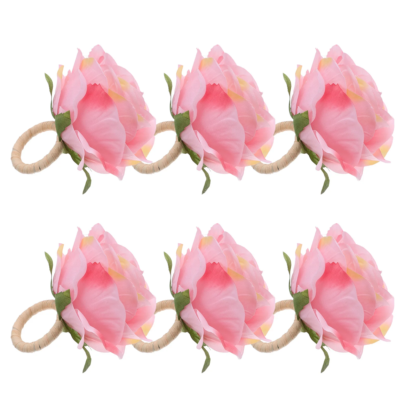 

6Pcs Artificial Rose Napkin Rings Red Flower Design for Wedding Banquet Party Baby Shower Thanksgiving Dinner Floral Cloth