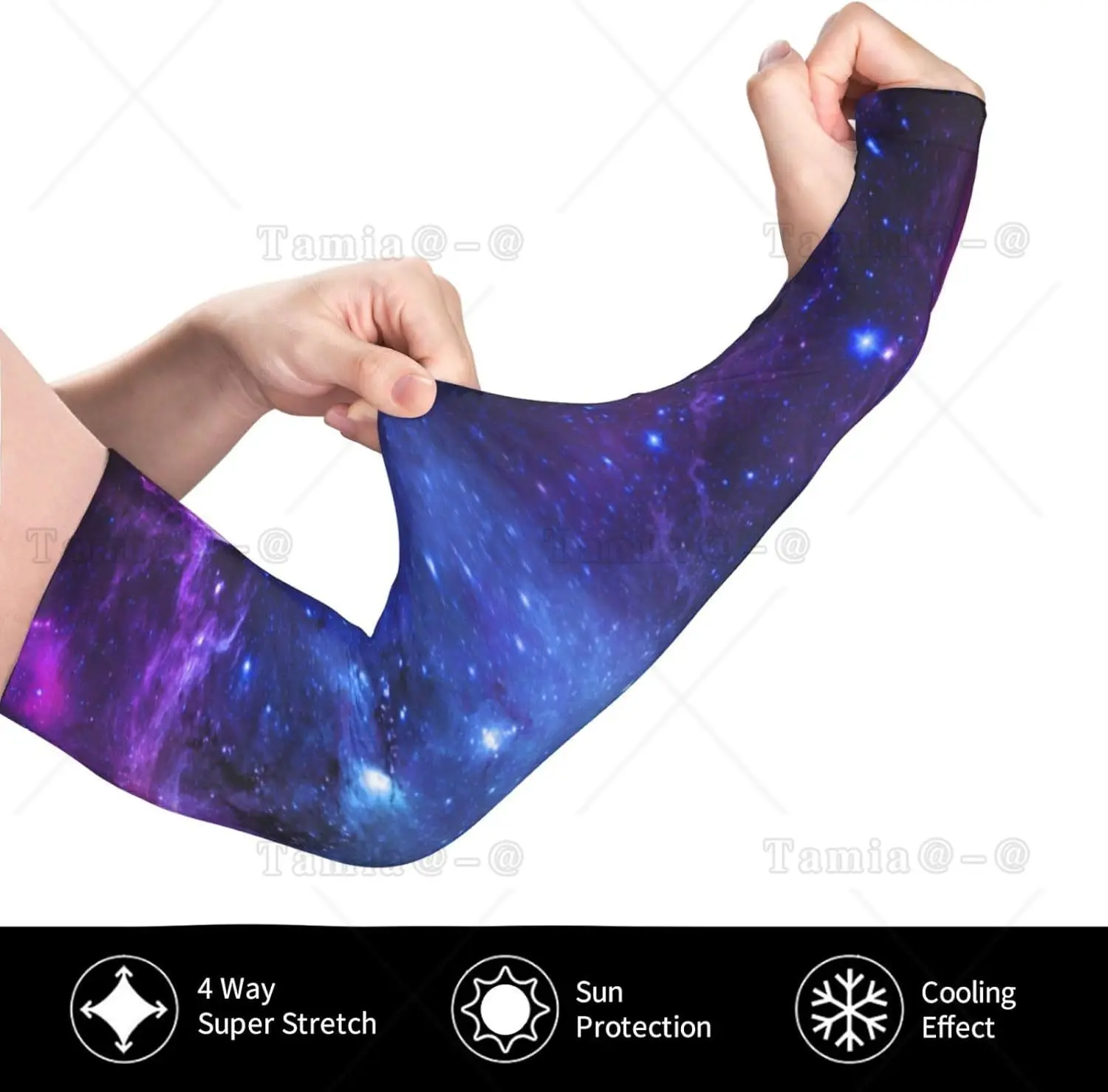 Galaxy Starry Sky Berkebun untuk Wanita Pria Lengan Pelindung Matahari Tahan Duri Pendingin Lengan Penutup Lengan untuk Olahraga Kebun