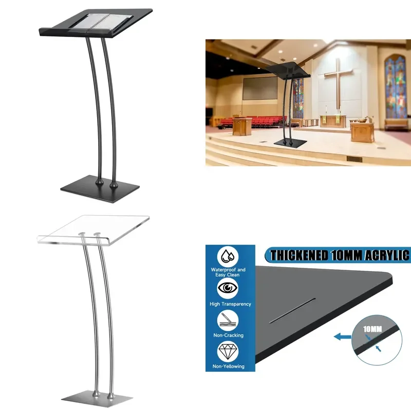 for Customized Modern Acrylic Wooden Podium for Church Services Speeches Reports School Auditoriums and Public Speaking