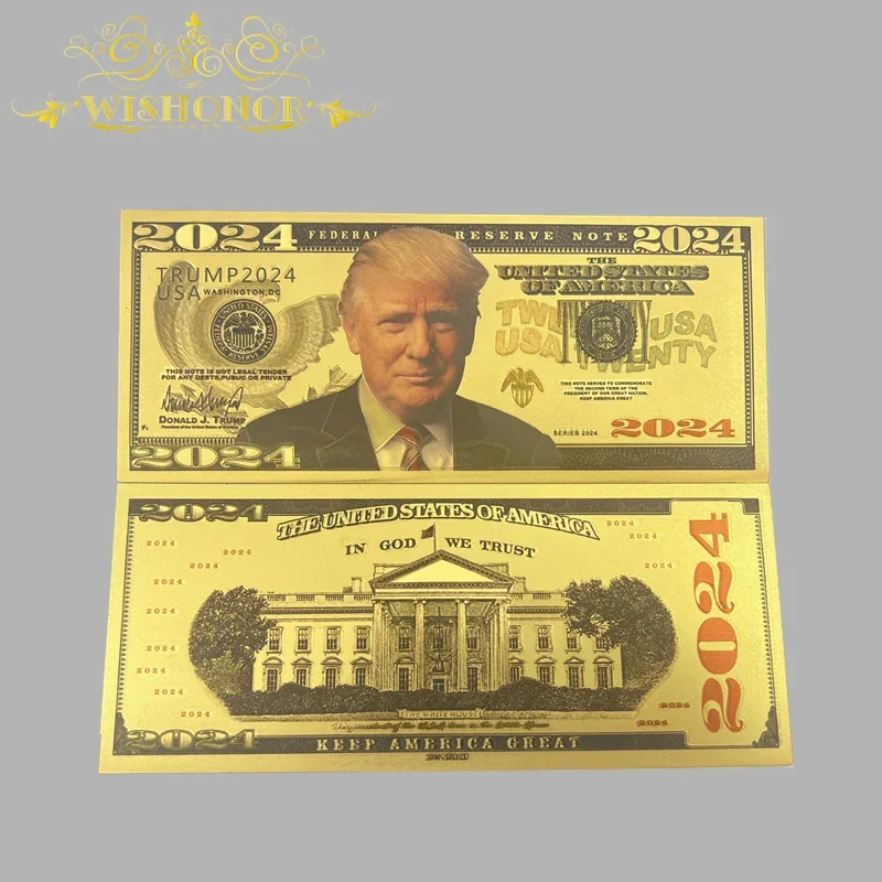 

Nice 10pcs/lot Nice 2024 America Trump Banknote in 24K Gold Plated For Collection