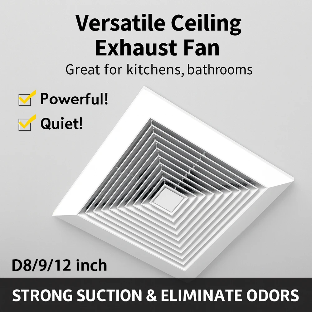 Ceiling Exhaust Fan For Kitchen Bathroom Strong Suction Silent Ventilation Fan With Pure Copper Motor/Energy Saving Design