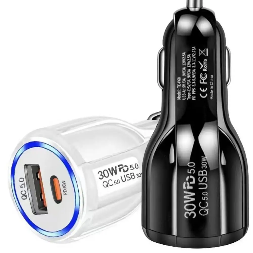 ثنائي المنفذ شحن سريع شاحن سيارة مصدر شاحن سيارة شحن سريع QC5.0PD30W سيارة ولاعة السجائر PD شاحن سيارة #1