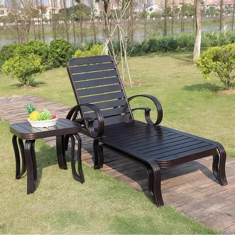 

-Outdoor bed outdoor garden lounge chair waterproof and sun-proof courtyard outdoor swimming pool beach high-grade
