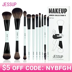 Jessup-Ensemble de pinceaux de maquillage, 2/3/6/10 pièces, double face, pour fond de teint, contour, blush, mélange, fard à barrage, correcteur, sans cruauté, T500