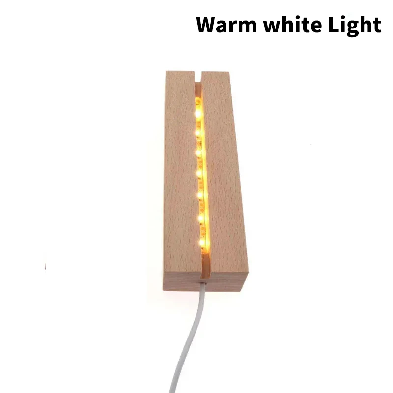 Base de lumière LED rectangulaire en bois, cristal, affichage USB, bases de lampe pour résine, lampe lettre, verre, résine, art décoratif, ornement, 1,2 pièces