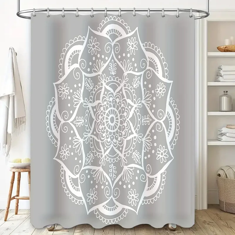 Boho Shower Curtain Floral Pattern Nature Landscape Bathroom Decor Farmhouse Rustic Home Textile Washable Waterproof Set