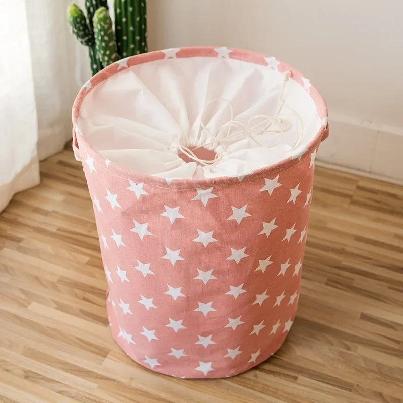 Foldable Star Laundry Basket for Toys Cotton Linen Storage Bucket Bag Collapsible Household Dirty Clothes Organizer 35*45cm