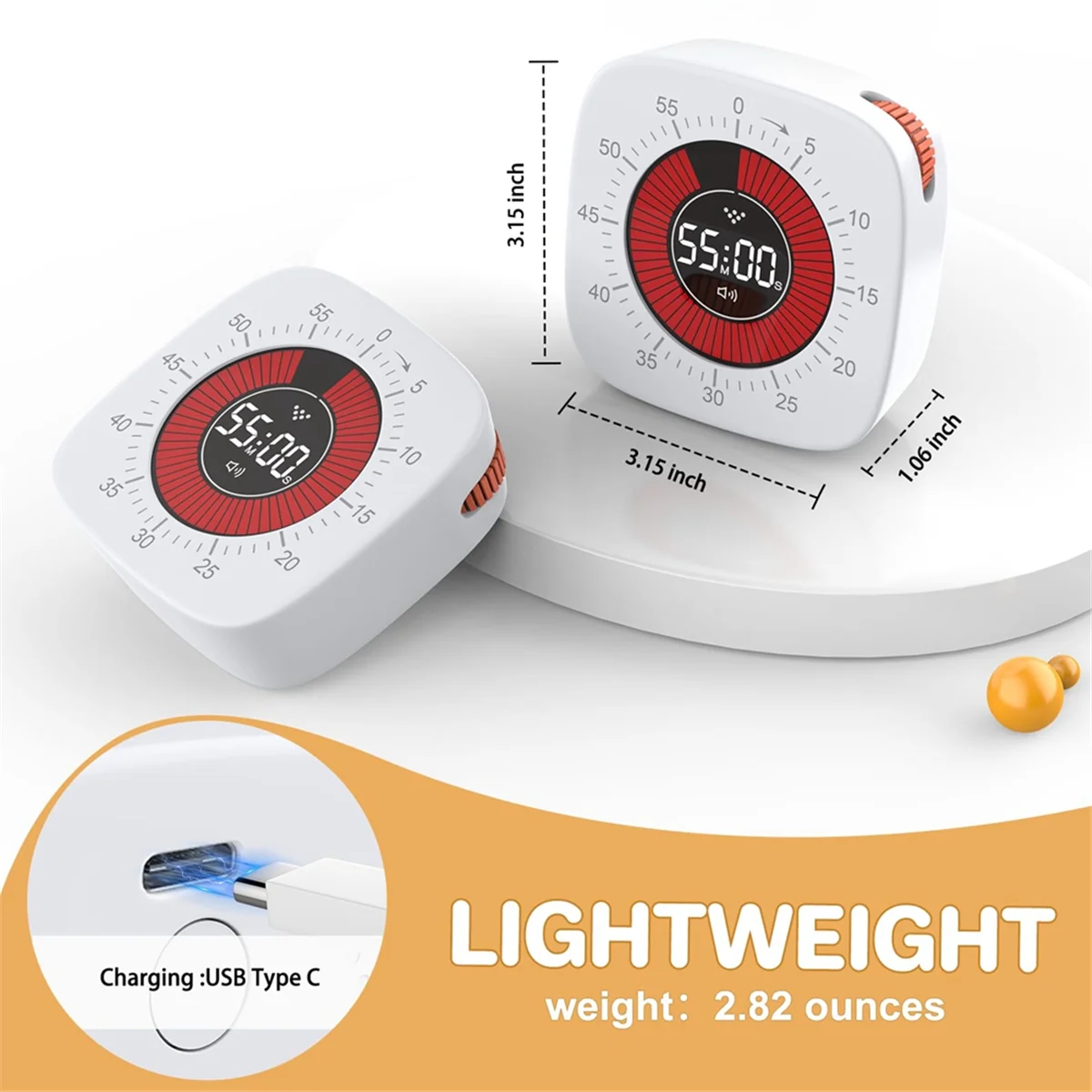 Visual Timer for Kids,Digital Timer with 60-Minute Countdown, Silent Timer for Desk Timer Clock for Studying, Teaching B