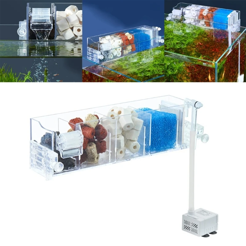 Waterfall Hangings External Water Purifying Device for Fish-Tank Aquarium Wall-Mounted Water Filter for Small Fish-Tank B03E