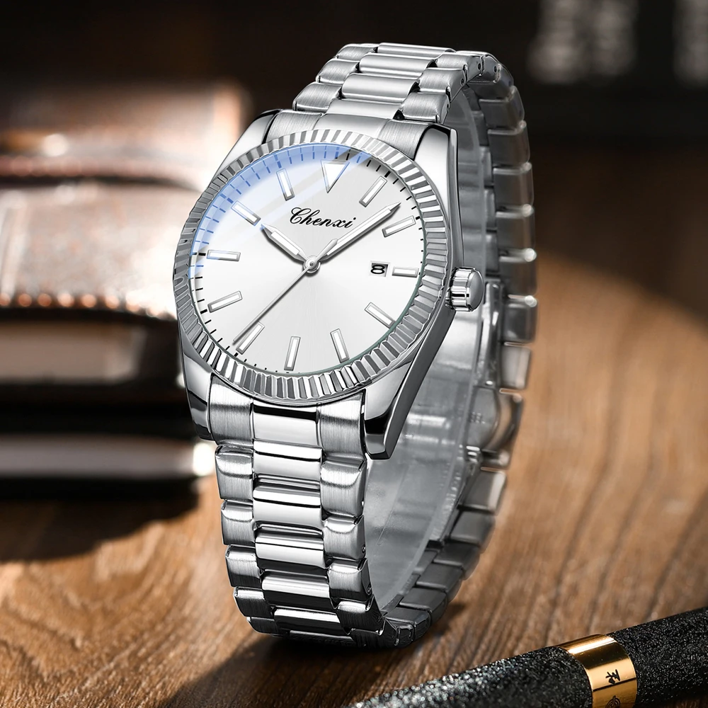 ساعة CHENXI للرجال من الفولاذ المقاوم للصدأ على طراز الأعمال من أفضل العلامات التجارية الفاخرة ساعة يد كوارتز للرجال Relogios Masculino