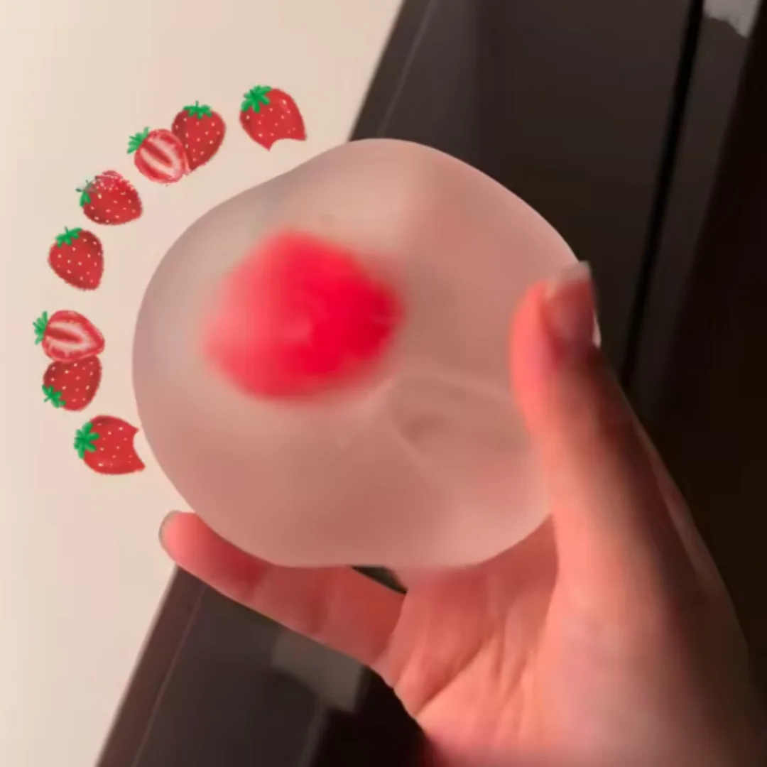Erdbeer-Mochi-Quetschspielzeug zur Stresslinderung und Wutabbau, langsam zurückfederndes Fidget-Spielzeug, stressreduzierendes Squishy-Ornament