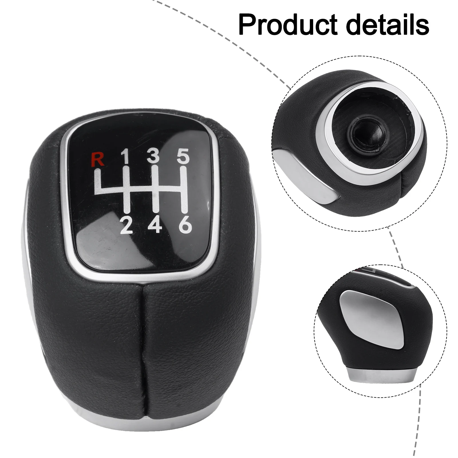 Black Shift Knob ABS Plastic And Leather Enhanced Gear Control Sleek Black Aesthetic Manual Transmission Enhancement