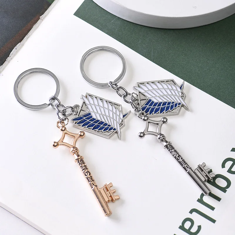 3cm Attack On Titan Anime Wings of Freedom Metal Keychain Backpack Pendant Creative Ornament Collectible Toys for children Gifts