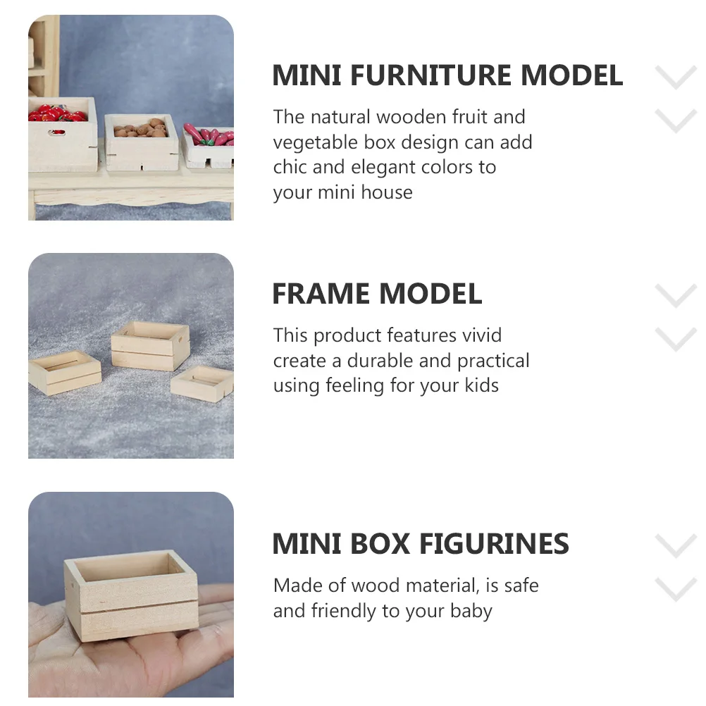 

3 Pcs Mini Solid Wood DIY Wooden Frame House Furniture Miniature Desktop Adornment