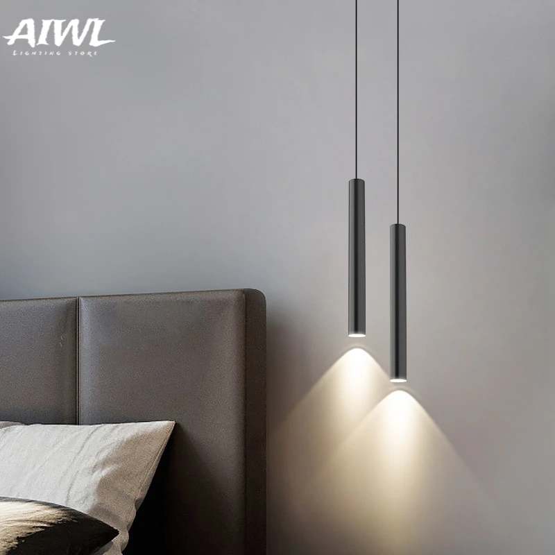 Modern Minimalism Long Line Tube Pendant Lights Nordic Designer Bedroom Bedside Linear Hanging Lamp Dining Room Indoor Lighting