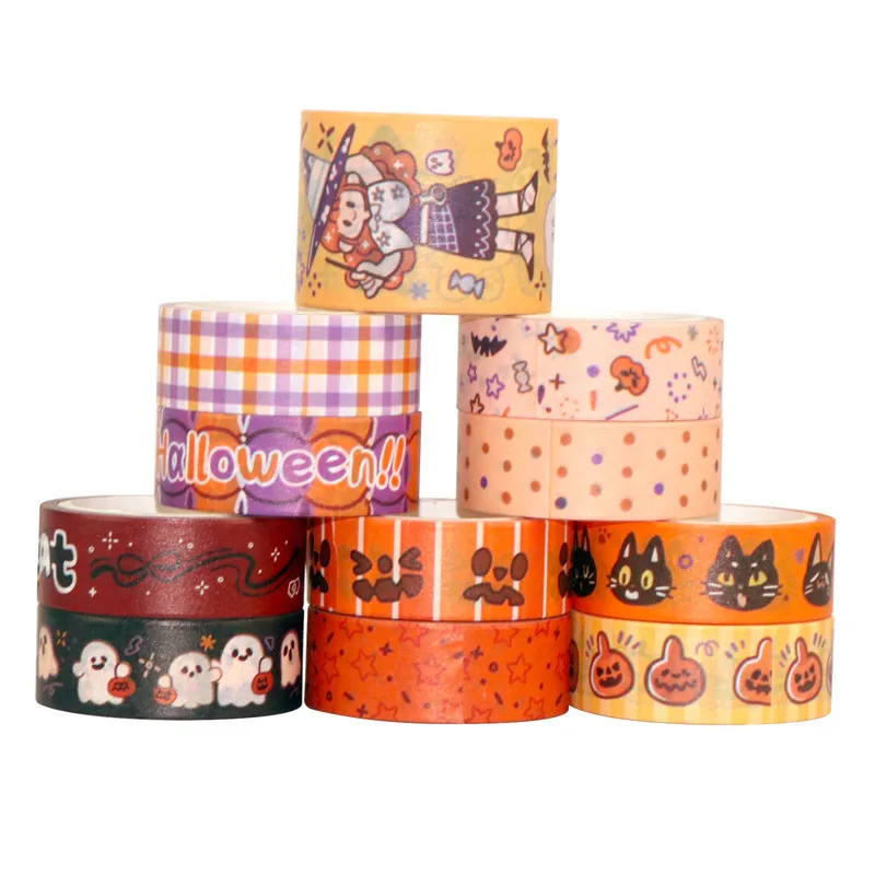 Imagem -05 - Halloween Tema Washi Tape Grupo Scrapbooking Faça Você Mesmo Jornal Papelaria Fitas de Mascaramento Deco Art Supplies Presente 11 Pcs por Conjunto