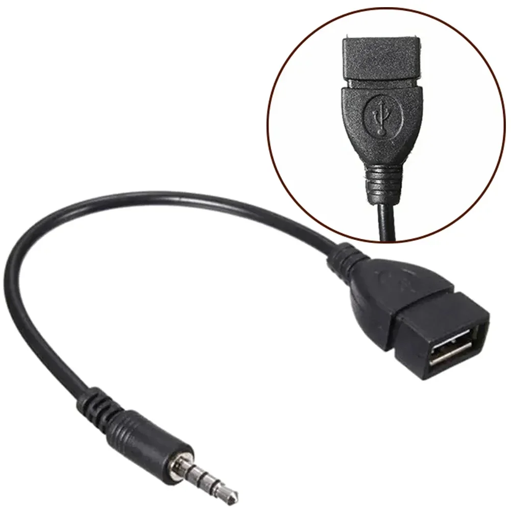 Black Abs Audio AUX 3.5mm Male To USB 2.0 Type A Female Converter Adapter Cable Car USB To 3.5 Public Audio Cable Accessories