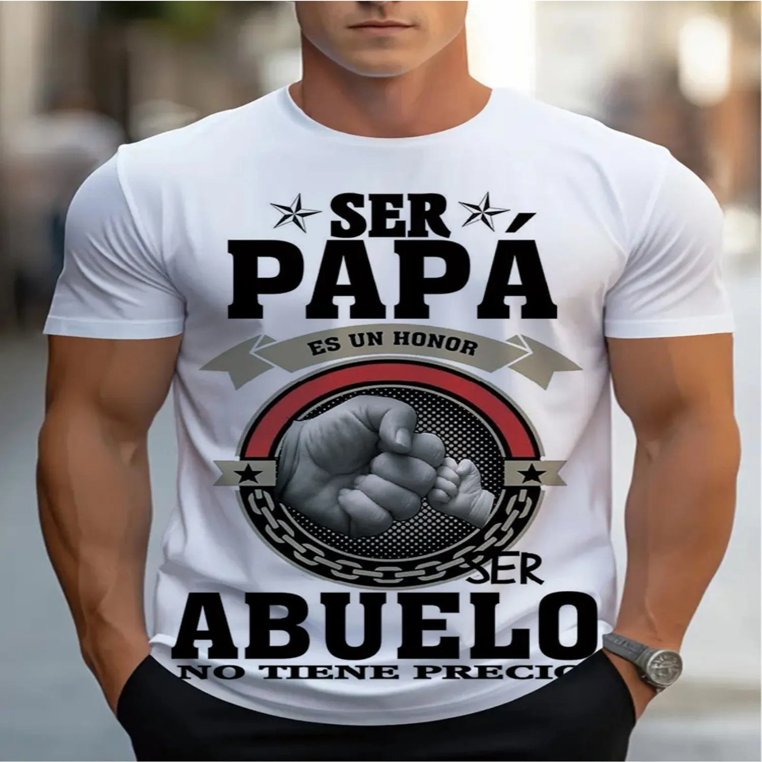 Men's Casual T-Shirt - Being a Dad Is an Honor, Being a Grandfather Has No Price - Stylish and Elegant Design for Proud Fathers and Grandfathers Cotton Tee, Gift for Him