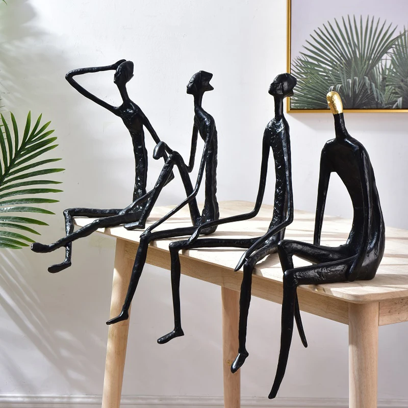 

Modern Cast Iron Abstract Human Body Sculpture Ornament Model Room Sales Office Hotel Sitting Figure Soft Decor Accessories