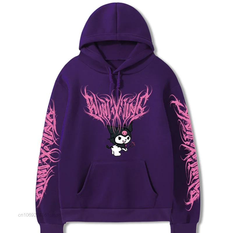 Sanrio kuromi novas roupas primavera outono harajuku camisas superiores das mulheres dos homens hoodies casais camisolas y2k feminino nova tendência