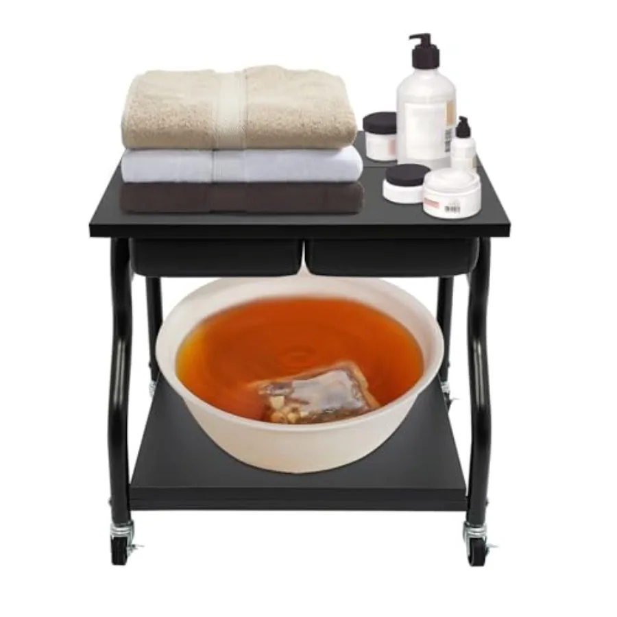 

Portable Footrest Stand for Beauty Salon Nail Pedicure Manicure Foot Bath Spa Rolling Cart Black Trolley Furniture Massage Tabl
