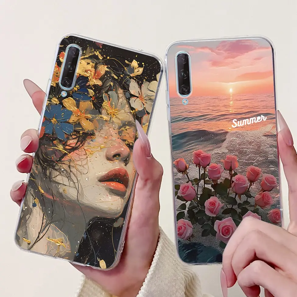 واضح لهواوي Y9s حافظة غطاء لطيف موضة الزهور مضحك رسمت الغطاء الخلفي ل Y9s هواوي STK-L22 STK-L21 STK-LX3 جراب هاتف