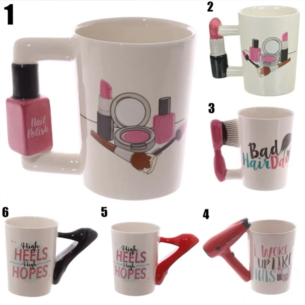 

Creative Ceramic Mugs Girl Tools Beauty Kit Specials Nail Polish Handle Tea Coffee Cup Personalized For Women Gift