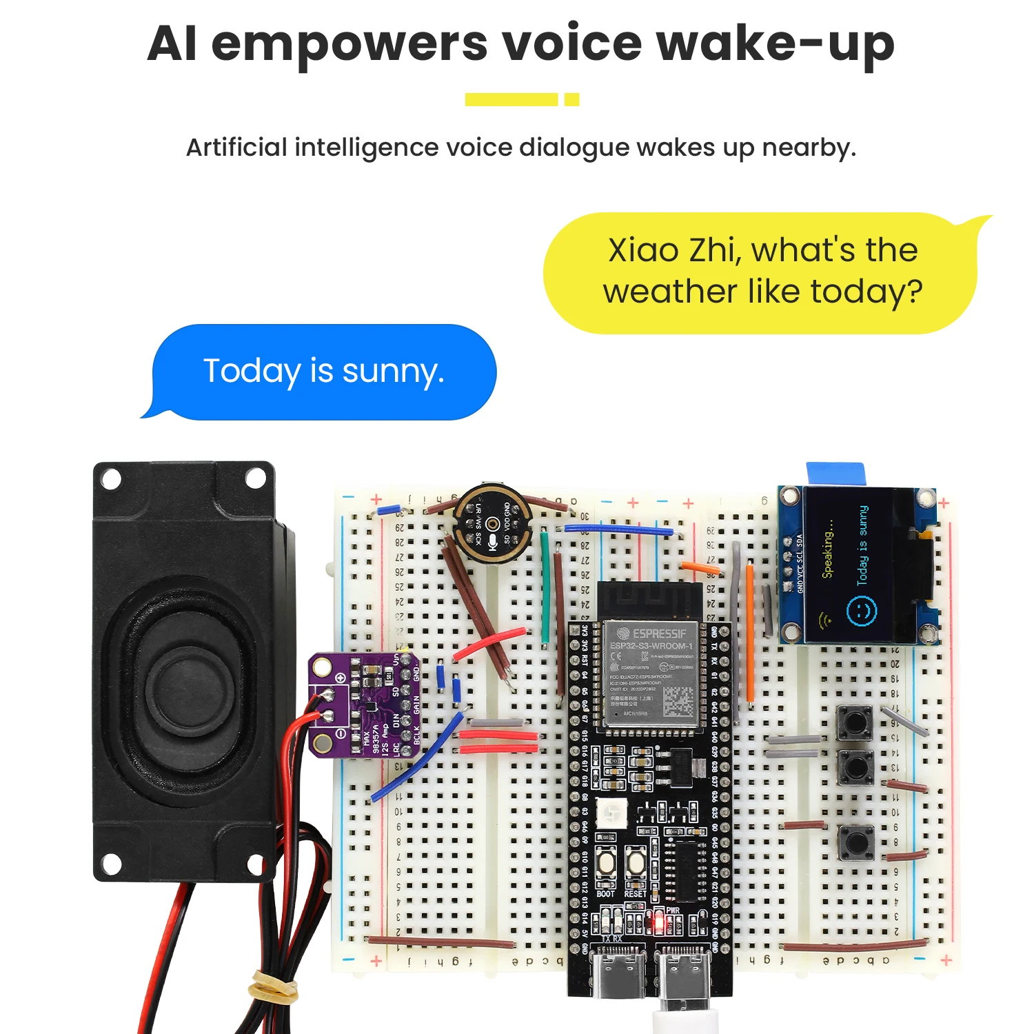 Picture 4: Keyestudio Xiao Zhi AI Voice Chatbot Breadboard DIY Starter Kit with 128x64 OLED Screen For Arduino ESP32-S3-DevKitC-1 Kids STEM