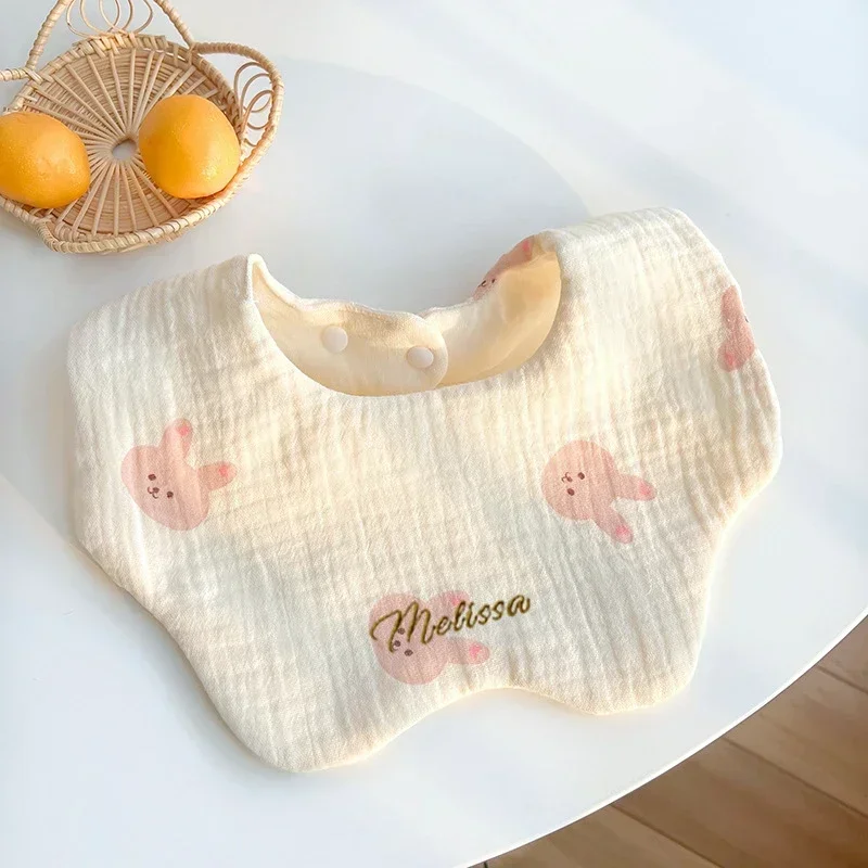 Custom Name Baby Bib Cotton Gauze Waterproof Bib Boy Accessories For Baby Girl Saliva Towel Newborn Infant Stuff Embroidery Gift