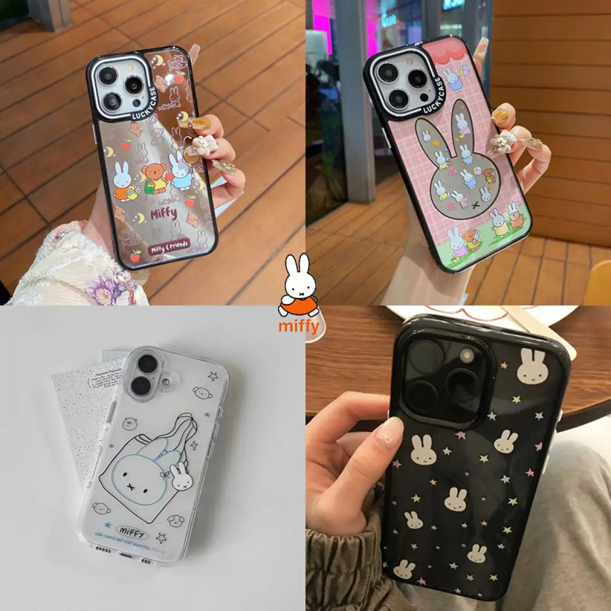 

Чехол для мобильного телефона Miffy Kawaii с рисунком милого кролика, чехол для телефона в стиле аниме, подходит для Iphone 16 Pro Max Iphone 15 14 13