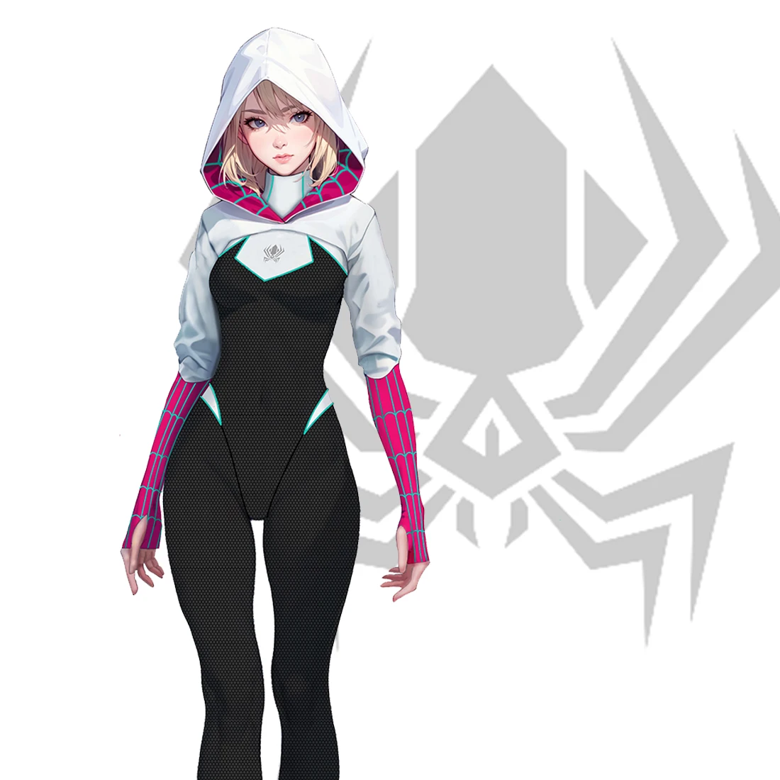 Spider Gwen Cosplay Costumes para Mulher, 3D Print, Adulto, Crianças, Zentai Suit, Halloween Party, Meninas