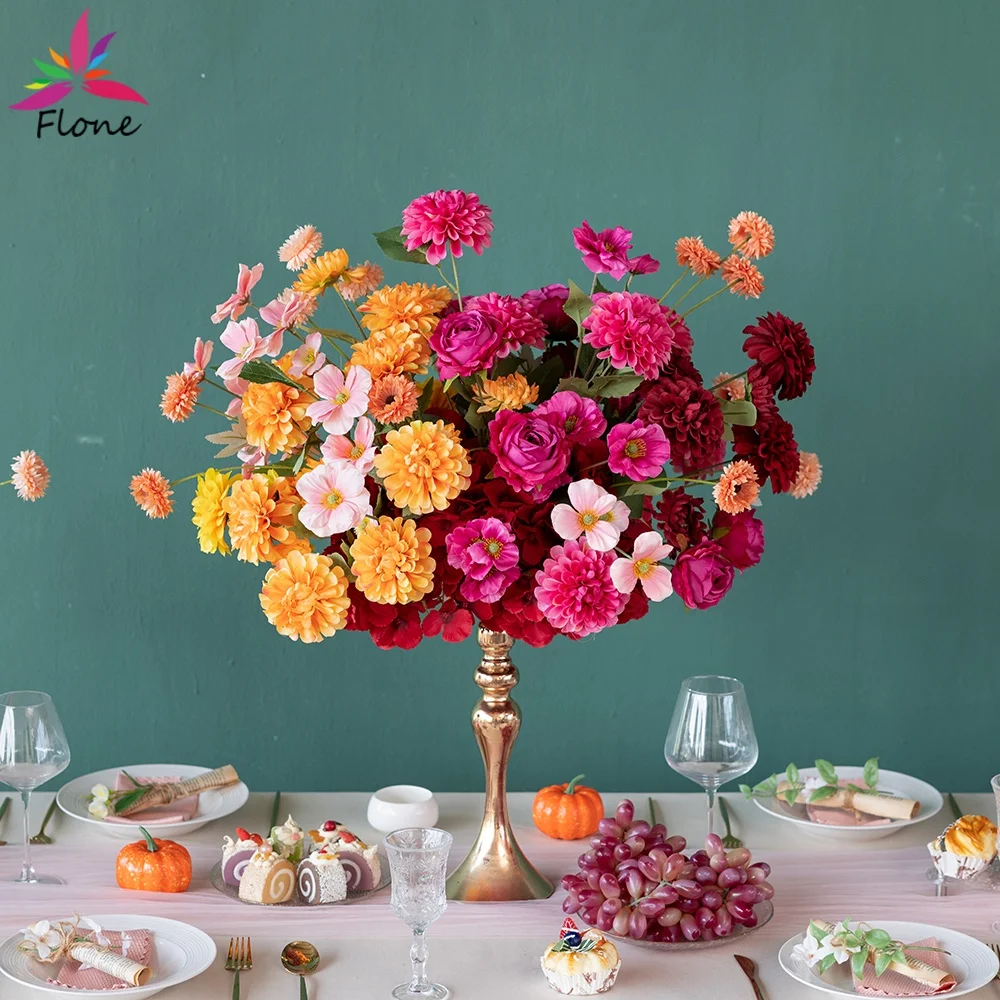 

15.7 Inch Wide Rose Purple Centerpiece Artificial Flowers - Table Center Decorations for Home Wedding Party Event Decor FL2521