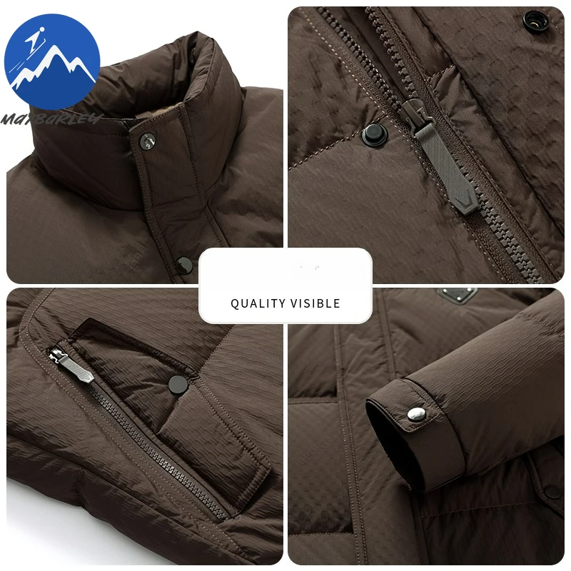 เสื้อแจ็คเก็ตดาวน์ผู้ชาย Maxbarley ดีไซน์ทันสมัย คอตั้ง น้ำหนักเบา เหมาะสำหรับทำงาน บุด้วยขนเป็ดคุณภาพสูง 90% ให้ความอบอุ่นในฤดูหนาว