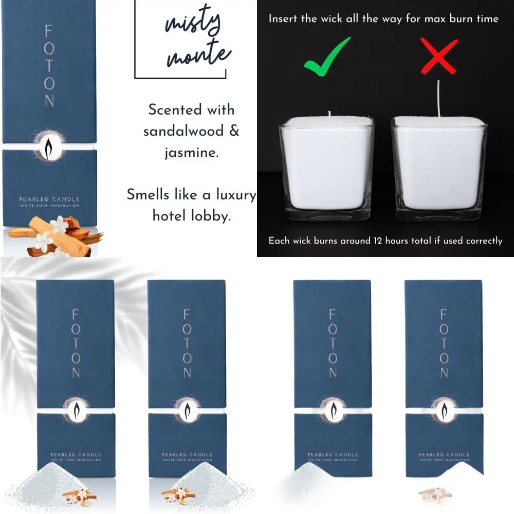 

Luxury Pearled Candle Duo - 36 Oz Misty Monte Sandalwood Jasmine Scented, Non-Toxic, Long-Burning Powder Candles, Up to 120 Hour