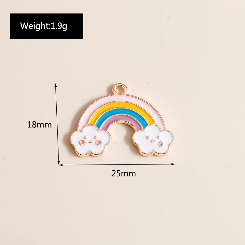 Leslie 10 Stück/Set Bunte Emaille-Regenbogen-Anhänger für Schmuckherstellung, Modische Regenbogen-Ohrringe, Halskette, DIY-Bastelzubehör – Detail 6
