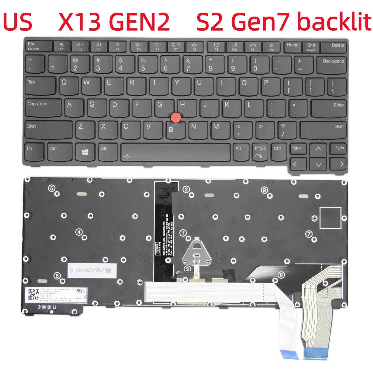 100%New US for Lenovo Thinkpad X13 L13 X13 Yoga Gen1/2/3/4/5 S2 Gen7/8 Laptop Keyboard