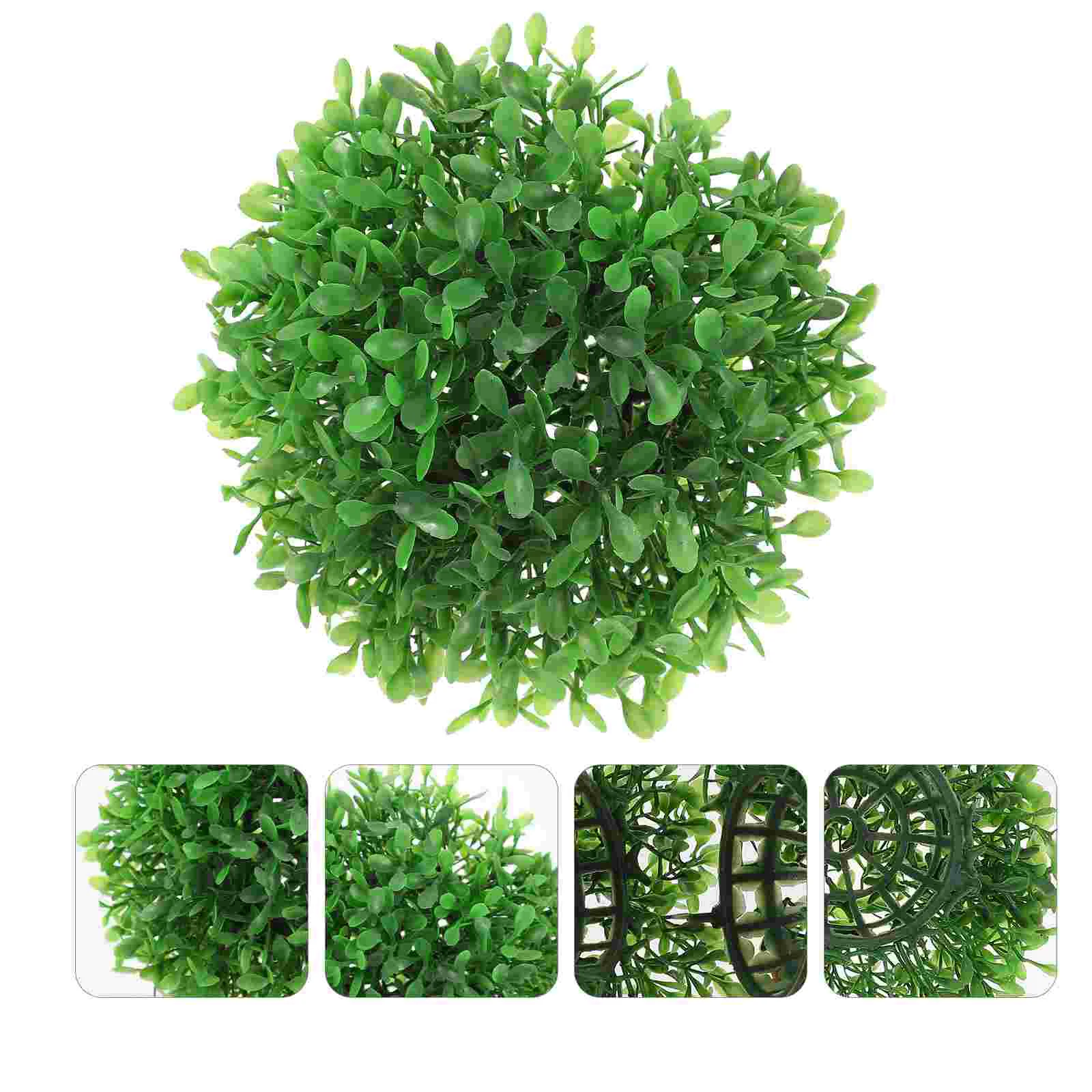 

2 Pcs Green Leaves Artificial Grass Ball Wicker Storage Baskets Cotton Hamster Plastic Small Wire Fake Plant Balls