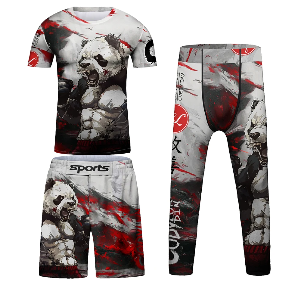 

For Boy's Compression MMA BJJ Jiu-Jitsu T-shirt+Pant Sets Boxing Rash Guard-Spandex/Nylon Children Rashguard Shorts Sport Suits