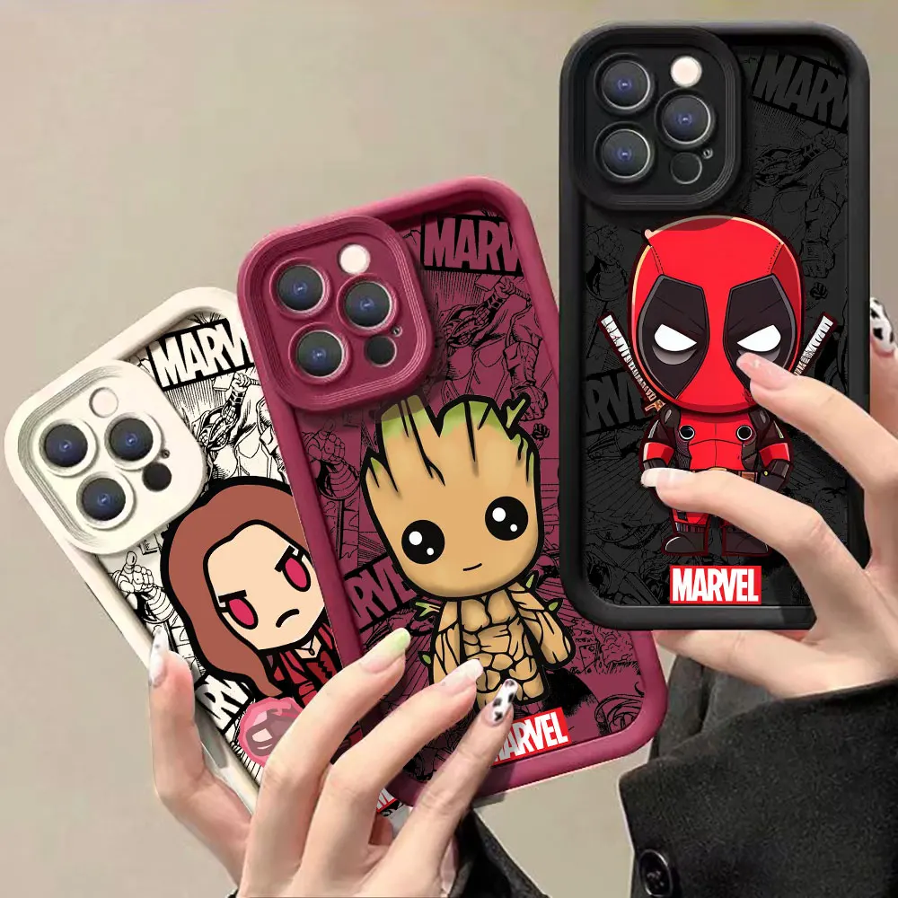 Comics Art Deadpool Scarlet Witch Groot Case For VIVO X100 X90 X80 X70 X60 V30 V29 V27 V27E V25 V23 V23E V20 V15 V11I PRO Cover